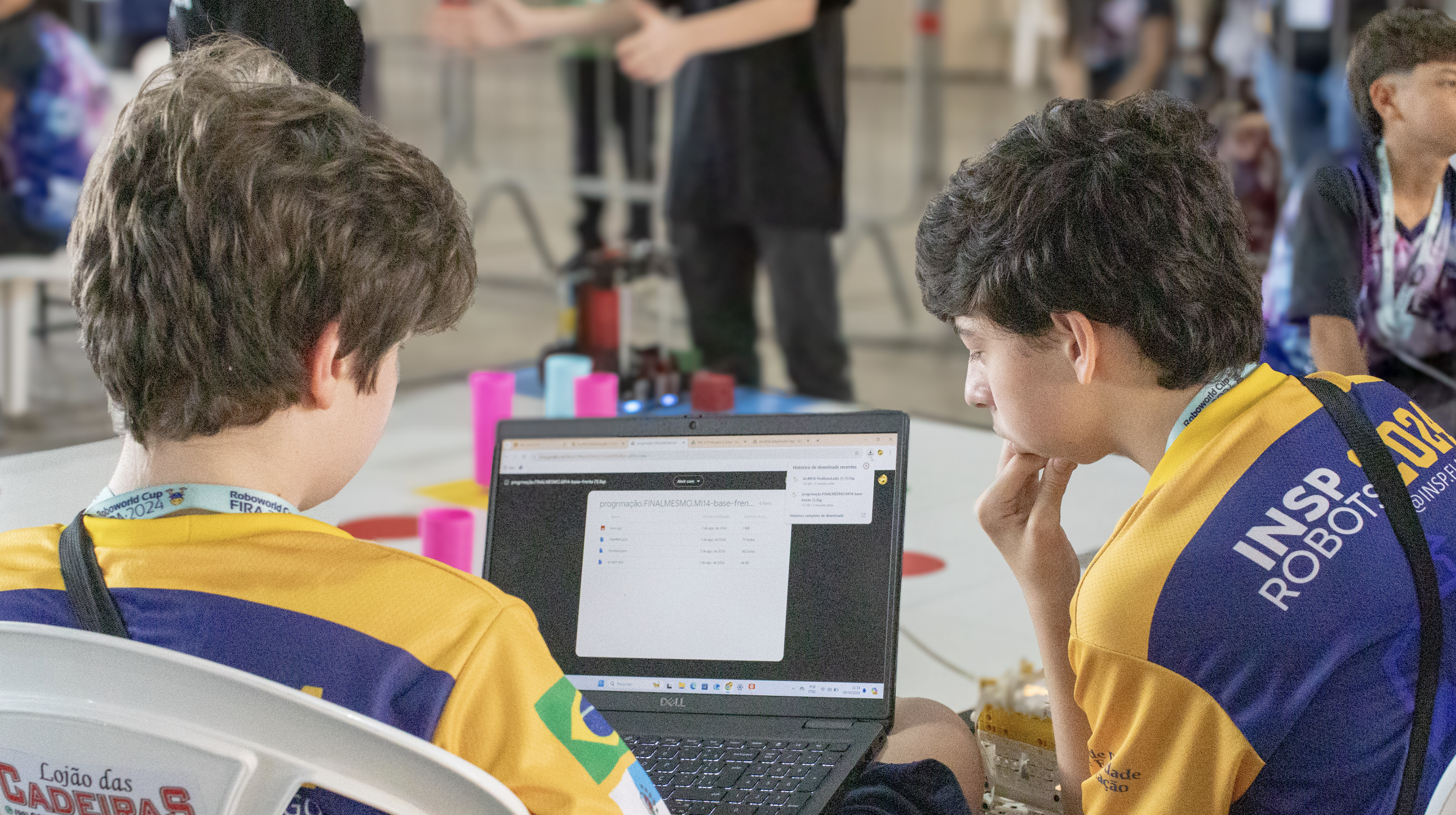 Robots and students collaborating